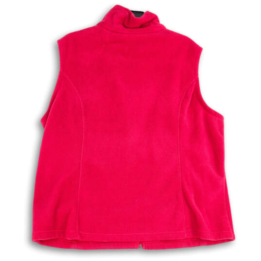 Womens Pink Fleece Mock Neck Sleeveless Full-Zip Vest Size 2XL image number 2