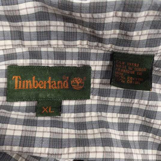 Timberland Men's Gray Plaid Short Sleeve Button-Up Shirt Size XL image number 4
