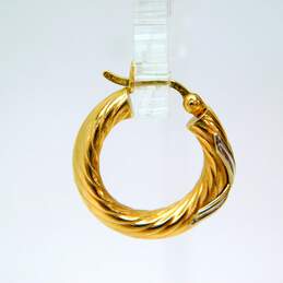 14K Yellow & White Gold Hoop Earrings 2.1g alternative image