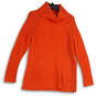 Womens Orange Knitted Turtle Neck Side Zip Pullover Sweater Size Medium image number 1