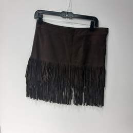 Stetson Women's Brown Suede Double Fringe Skirt Size 6 alternative image