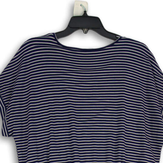 NWT Womens Blue Striped Short Sleeve Drawstring Waist T-Shirt Dress Size L image number 4