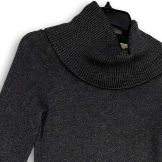 Womens Gray Cowl Neck Long Sleeve Pockets Tight-Knit Pullover Sweater Sz XS image number 3