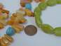 Artisan 925 Turquoise & Orange & Yellow Agate Graduated & Faceted Serpentine Beaded Necklaces Variety 185.2g image number 6