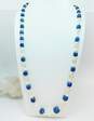Vintage Sterling 925 Faceted Blue & Clear Quartz & White Faux Pearls Beaded Graduated Statement Necklace 126.2g image number 1