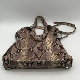 Michael Kors Womens Beige Black Leather Snakeskin Adjustable Strap Crossbody Bag