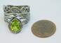 Or Paz Israel 925 Sterling Silver Peridot Wide Botanical Themed Band Ring 6.8g image number 3