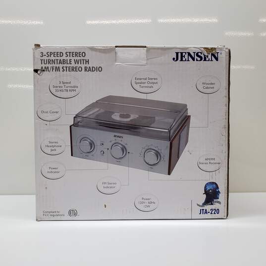 Jensen 3-Speed Stereo Turntable With AM/FM Stereo Radio JTA-220 For Parts/Repair image number 1