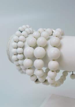 Vintage Goldtone White Milk Glass Ball Beaded Wrap Bracelets 67.5g alternative image