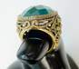 Barse Brass Faceted Green Agate Oval Open Scrolled Statement Ring 22g image number 2