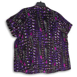 Womens Purple Animal Print Ruffle Split Neck Artsy Blouse Top Size 22/24 alternative image