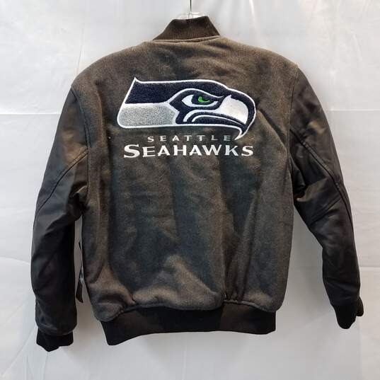 NFL Team Apparel Seattle Seahawks Varsity Jacket Youth Size L image number 2