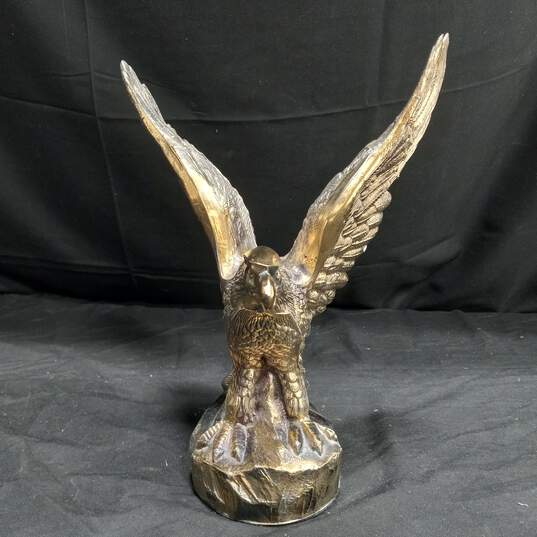 Gold Tone Cast Metal Tabletop Eagle Statuette image number 2