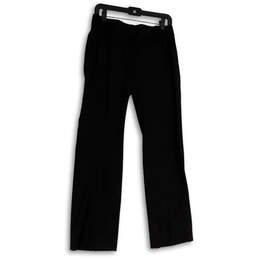 Womens Black Flat Front Slash Pocket Straight Leg Dress Pants Size 2