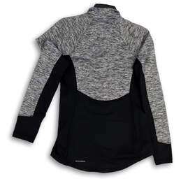 Womens Black Gray Long Sleeve Stretch Quarter-Zip Activewear Jacket Size M alternative image