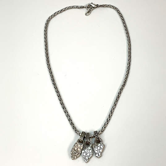 Designer Brighton Silver-Tone Braided Chain Classic Triple Charm Necklace image number 4