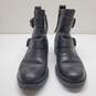 BP. Women's Black Leather Ankle Moto Dual Buckle Zip Boots Size 7M image number 2