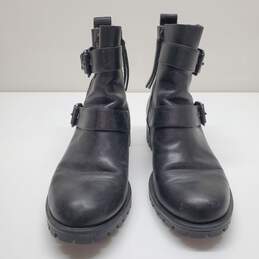 BP. Women's Black Leather Ankle Moto Dual Buckle Zip Boots Size 7M alternative image