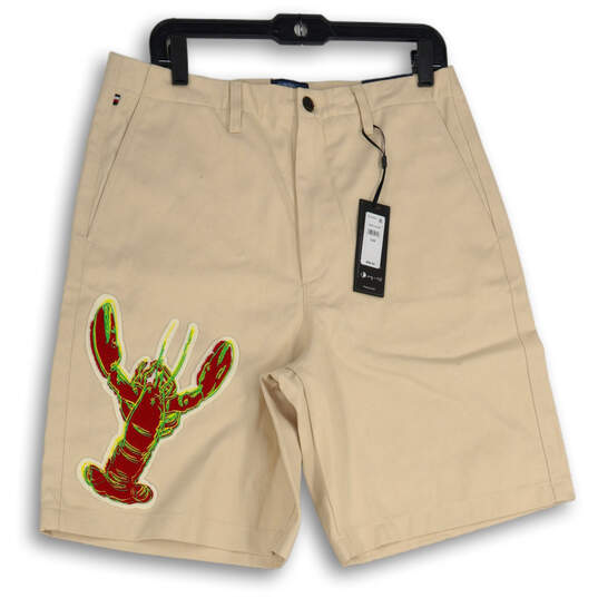 NWT Womens Tan Red Lobster Wide Fit Slash Pocket Bermuda Pants Size W32 image number 1
