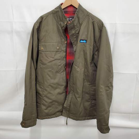 KAVU MN's 100% Cotton polyester Full Zip & Button Green Jacket Size M image number 1