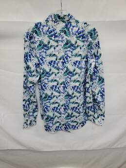 Mn Robert Graham Classic Fit Floral Button Blue Dress Shirt Sz L alternative image