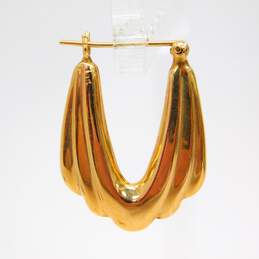 14K Yellow Gold Textured Hoop Earrings 2.6g alternative image