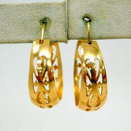 Fancy 14k Yellow Gold Etched Hoop Earrings 4.5g alternative image