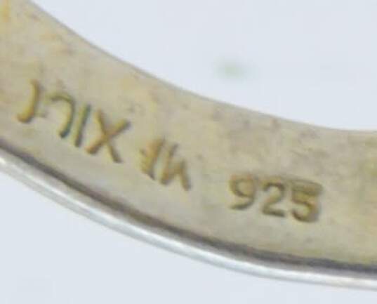 925 Hammered Cuff Bracelet Dichroic Glass Pendant & Hoop Earrings 33.2g image number 6