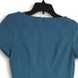 NWT Womens Blue Short Sleeve Round Neck Belted Back Zip Sheath Dress Size 8 image number 4