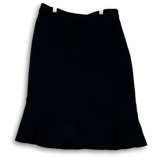 Womens Black Flat Front Side Zip Knee Length A-Line Skirt Size 4 image number 1