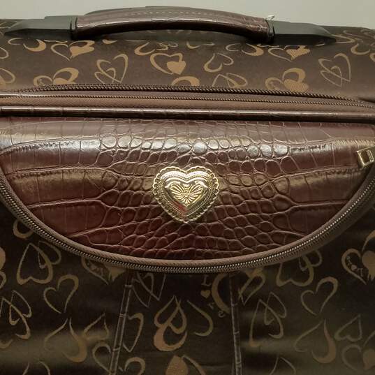 Unbranded Heart Jacquard Brown Luggage w/ Carry-On image number 12