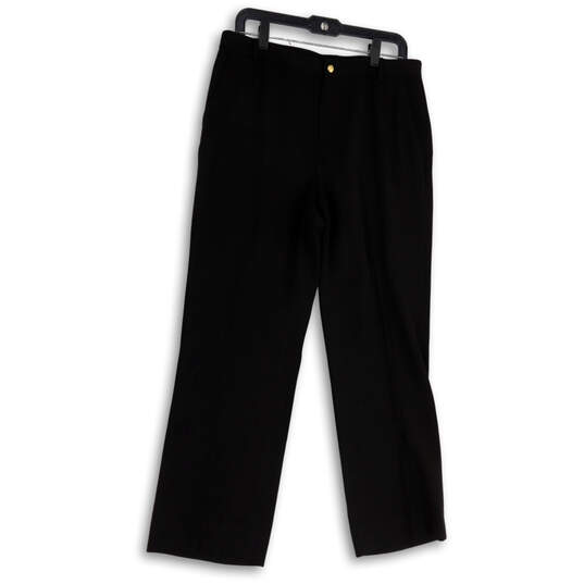 Womens Black Flat Front Slash Pockets Straight Leg Dress Pants Size 10 image number 1