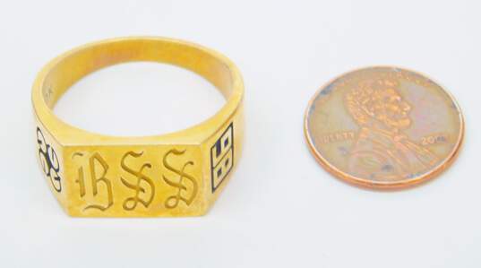 Men's VNTG 10K Yellow Gold '86 Monogrammed Ring 12.1g image number 5