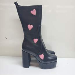 LAMODA Believe That Platform Boots in Black Leather Women's Size 8 alternative image