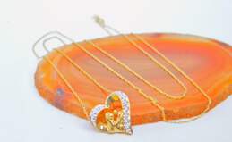10K Yellow Gold Diamond Accent Heart Pendant Necklace 1.3g alternative image
