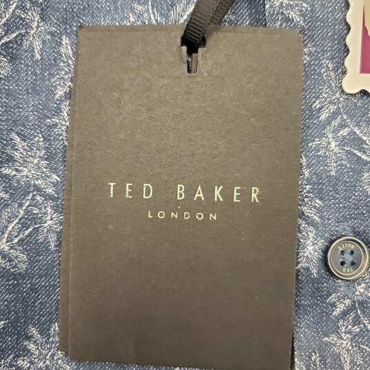 Ted Baker Men Blue Printed Button Up Sz 3 NWT image number 5