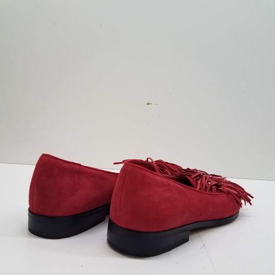 Anne Klein Dixie Red Suede Fringe Loafers Women's Size 10M image number 4