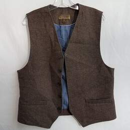 Vintage Pronto Uomo Blue brown wool vest men's M