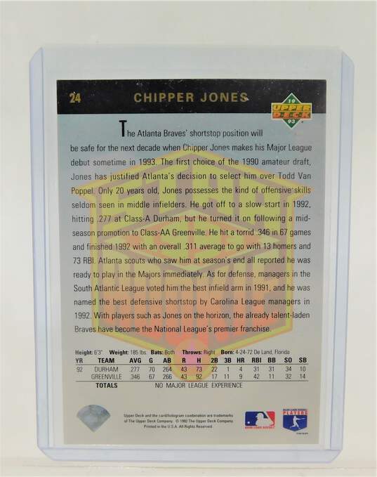 1992 HOF Chipper Jones Upper Deck Star Rookie Atlanta Braves image number 2