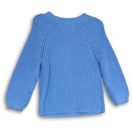 NWT Ann Taylor Womens Blue Knitted Long Sleeve Crew Neck Pullover Sweater Size S alternative image