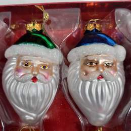 Vintage Set of 4 Santa Face Glass Ornaments Delicate alternative image