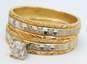 Vintage 10K Yellow & White Gold 0.07 CTTW Diamond Bridal Set 3.1g image number 4
