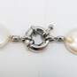 Silver Tone Pearl Button 22 In Necklace 41.4g image number 2
