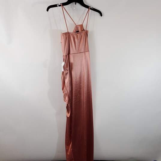 Windsor Women Pink Satin Ruched Maxi Dress Sz XS NWT image number 4