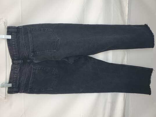 Wm Reformation Black Cynthia High Rise Jeans Fringed Ankles Sz 27 image number 3
