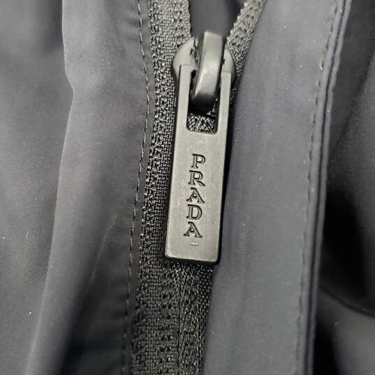 Prada Men's Black Bi-Stretch Short Sleeve Hooded Jacket Size 50 - AUTHENTICATED image number 6