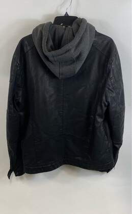 NWT Apt. 9 Mens Black Leather Hooded Long Sleeve Full Zip Biker Jacket Size L alternative image