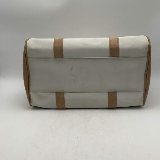 Estee Lauder Womens White Tan Double Handle Zipper Mini Tote Duffle Bag image number 4