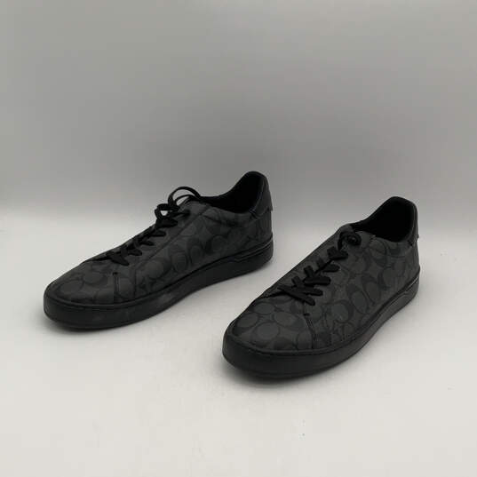Mens G4949 Black Signature Print Round-Toe Lace-Up Sneaker Shoes Size 13D image number 2