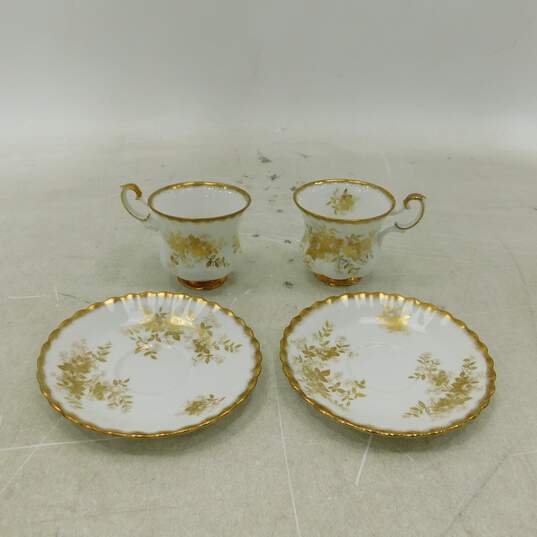 Vintage Royal Albert Bone China Antoinette Tea Cup & Saucer Bundle image number 1